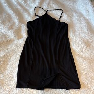 Elegant Black Halted Dress